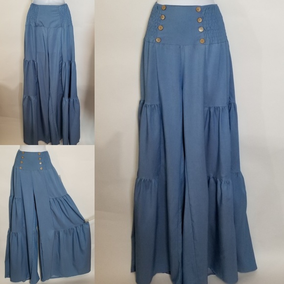 Denim Wide Leg Palazzo Pants - Picture 6 of 8
